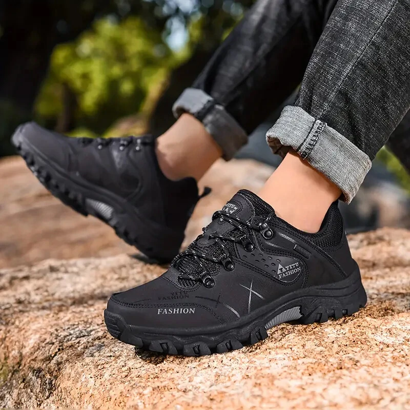 (image for) TENGOO Outdoor Hiking Shoes PU Soft Trekking Waterproof Lace-up Mountaineering Travel Walking Sneaker